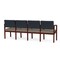 Lesro Lenox Wood 4 Seat Tandem Seating Wood Frame, Mahogany, RS Night Sky Back, MD Farro Seat LW4103 - alternate 2